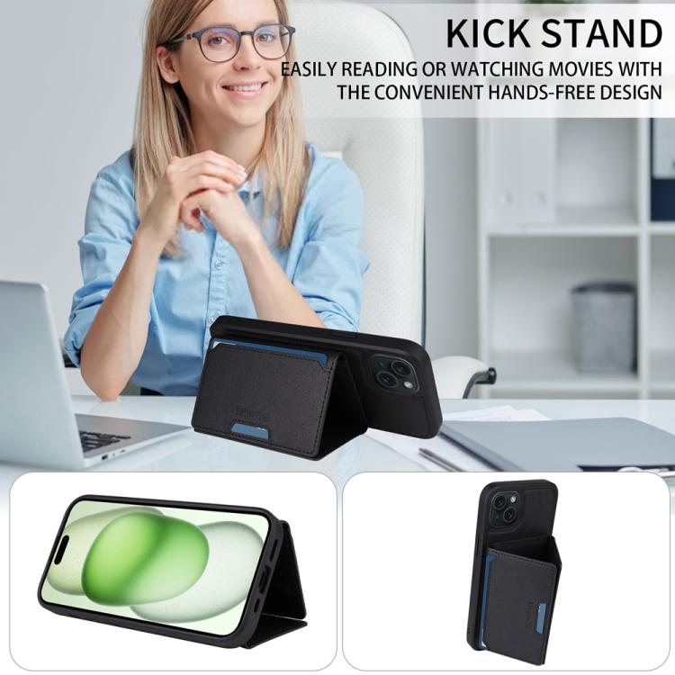 For iPhone 15 Plus BETOPNICE Horizontal Flip Detachable MagSafe Wallet Phone Case