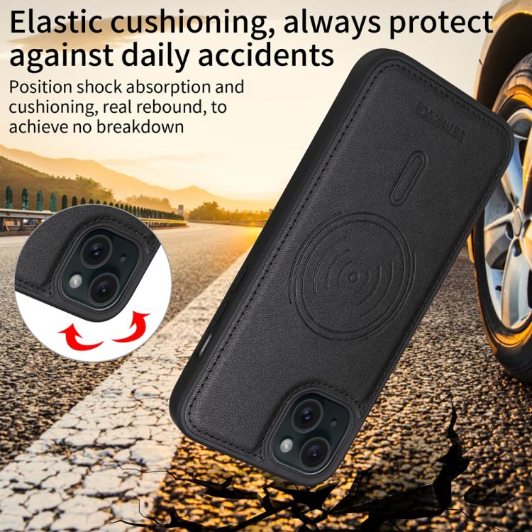 For iPhone 15 Plus BETOPNICE Horizontal Flip Detachable MagSafe Wallet Phone Case