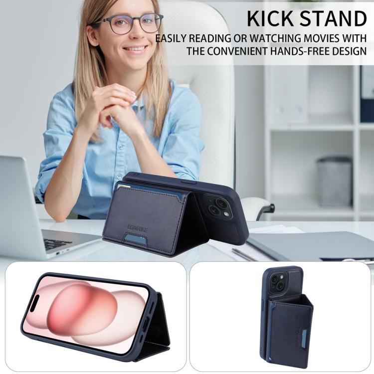 For iPhone 15 BETOPNICE Horizontal Flip Detachable MagSafe Wallet Phone Case