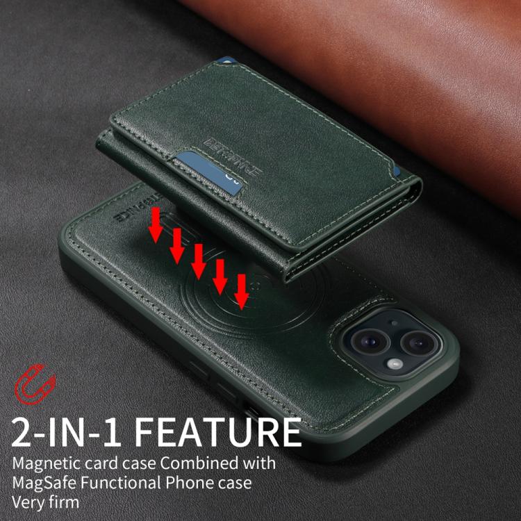 For iPhone 15 BETOPNICE Horizontal Flip Detachable MagSafe Wallet Phone Case