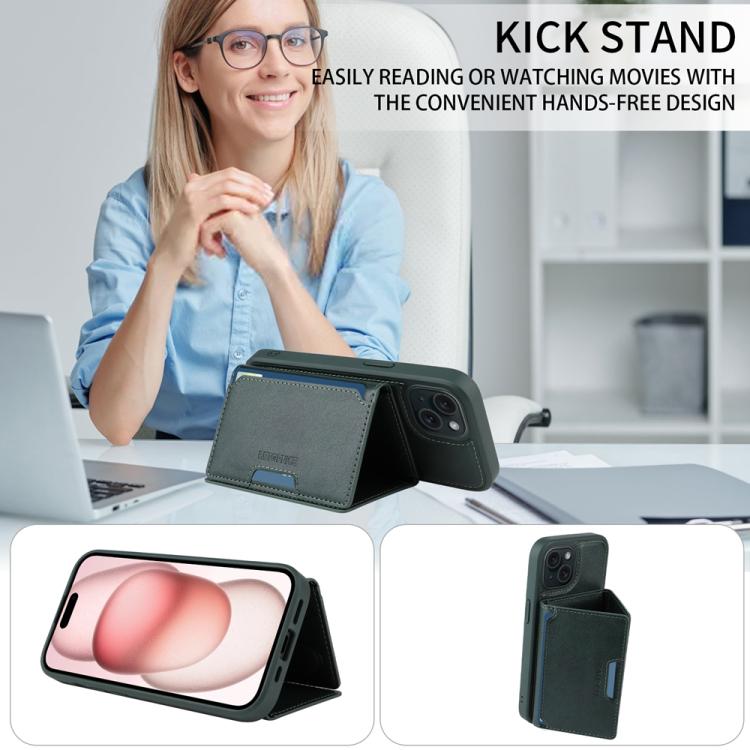 For iPhone 15 BETOPNICE Horizontal Flip Detachable MagSafe Wallet Phone Case