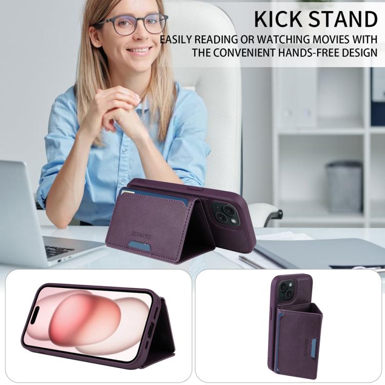 For iPhone 15 BETOPNICE Horizontal Flip Detachable MagSafe Wallet Phone Case