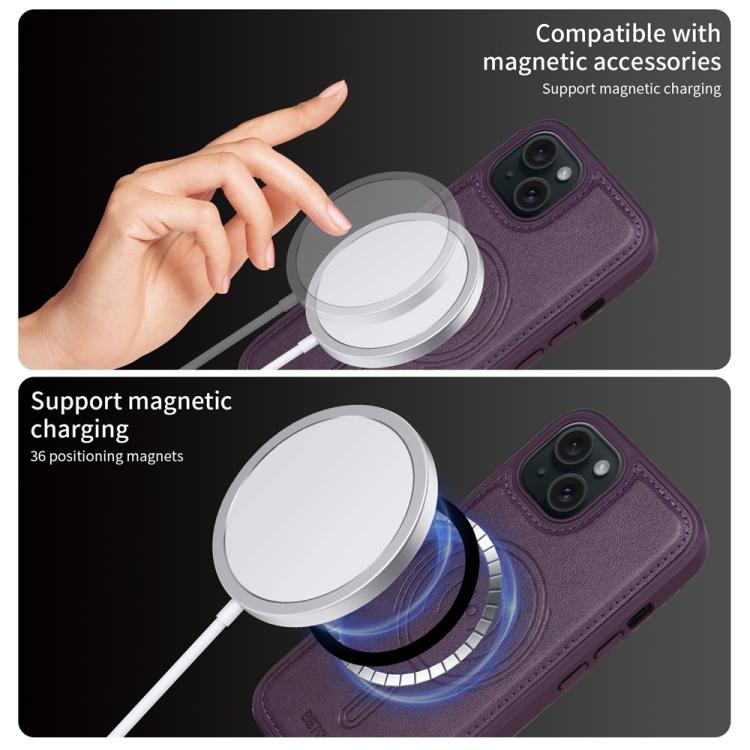 For iPhone 15 BETOPNICE Horizontal Flip Detachable MagSafe Wallet Phone Case