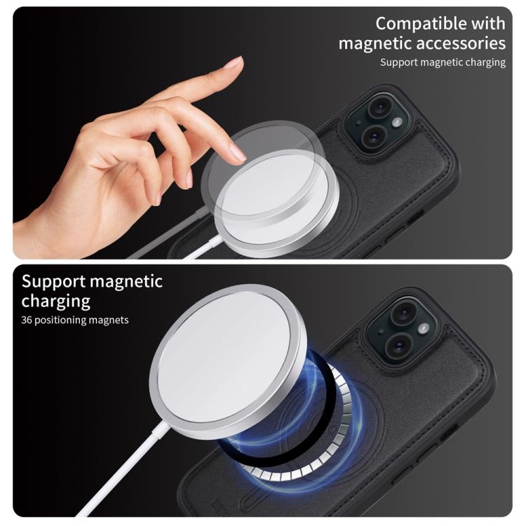 For iPhone 15 BETOPNICE Horizontal Flip Detachable MagSafe Wallet Phone Case
