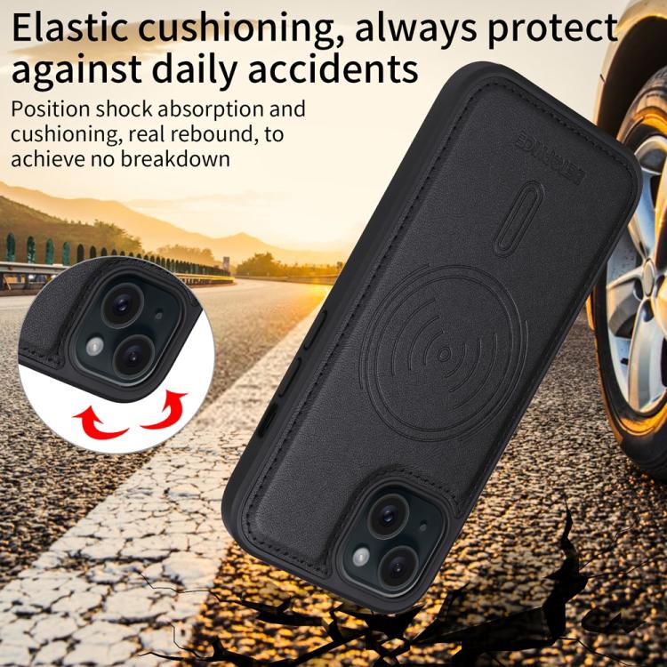For iPhone 15 BETOPNICE Horizontal Flip Detachable MagSafe Wallet Phone Case