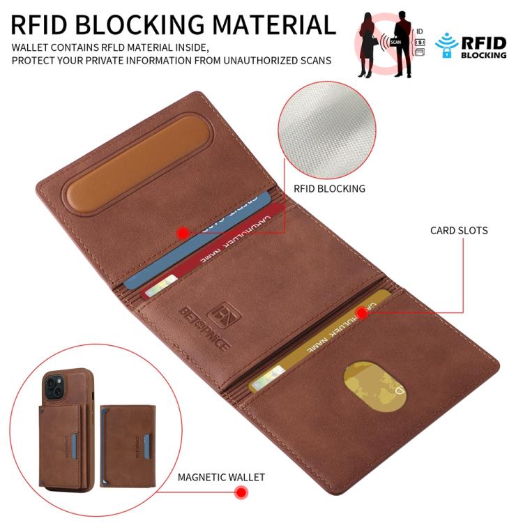 For iPhone 15 BETOPNICE Horizontal Flip Detachable MagSafe Wallet Phone Case