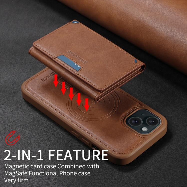 For iPhone 15 BETOPNICE Horizontal Flip Detachable MagSafe Wallet Phone Case