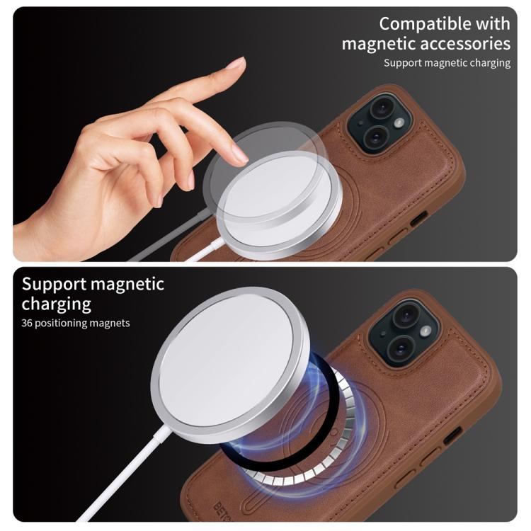 For iPhone 15 BETOPNICE Horizontal Flip Detachable MagSafe Wallet Phone Case