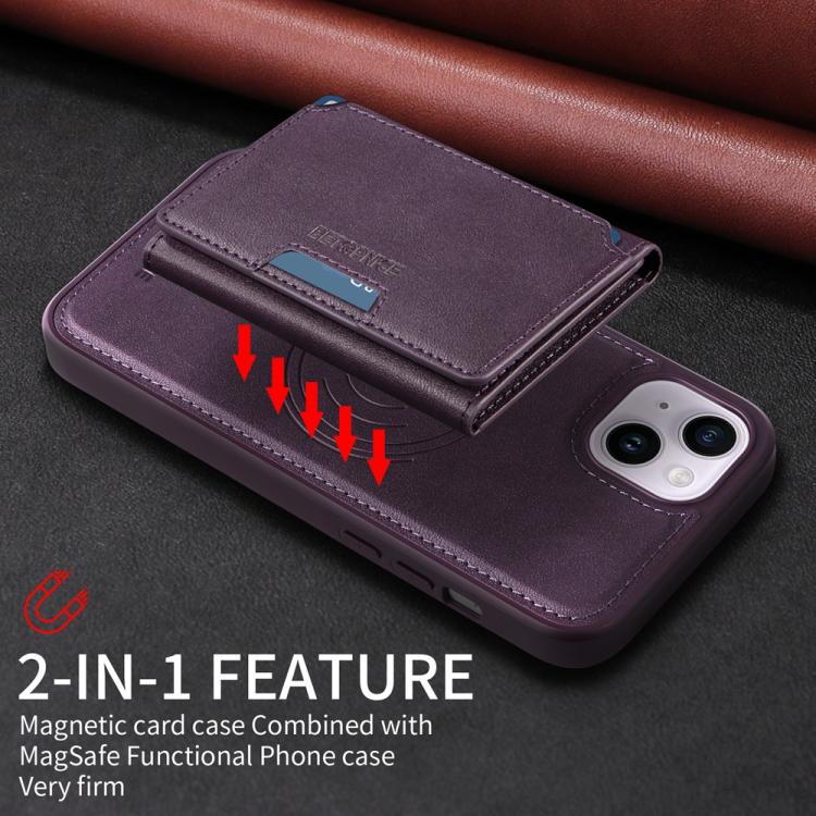 For iPhone 14 Plus BETOPNICE Horizontal Flip Detachable MagSafe Wallet Phone Case
