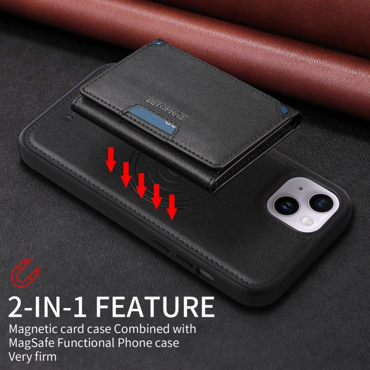 For iPhone 14 Plus BETOPNICE Horizontal Flip Detachable MagSafe Wallet Phone Case