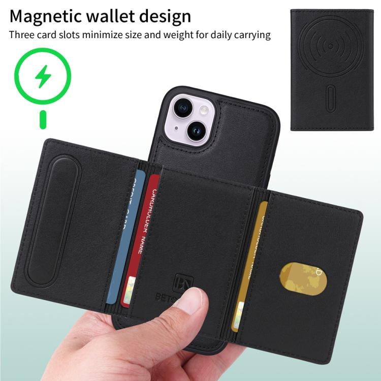 For iPhone 14 Plus BETOPNICE Horizontal Flip Detachable MagSafe Wallet Phone Case