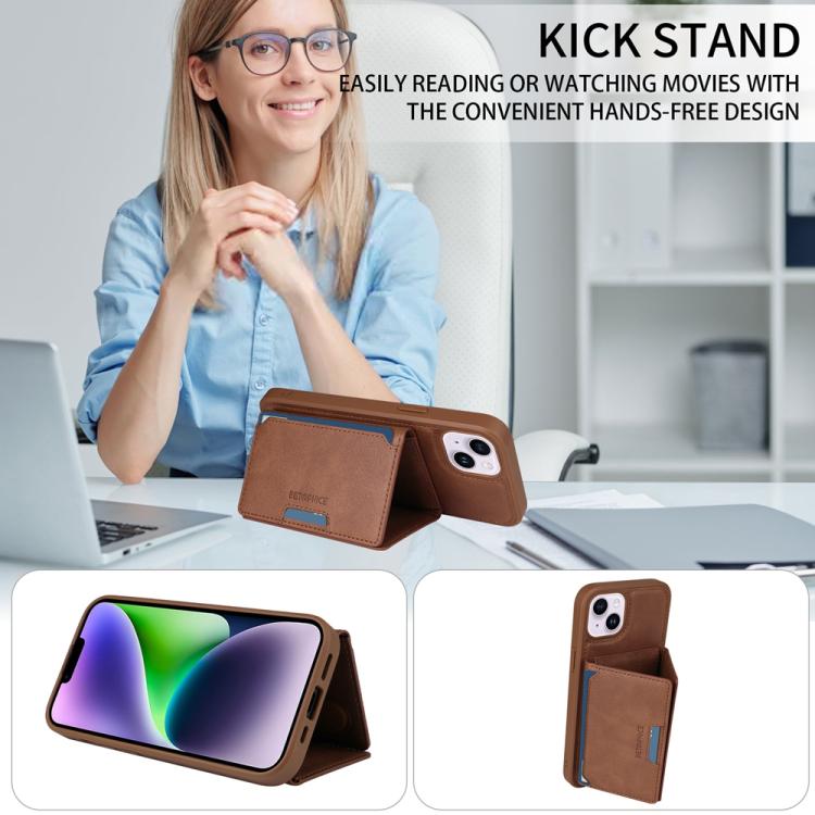 For iPhone 14 Plus BETOPNICE Horizontal Flip Detachable MagSafe Wallet Phone Case