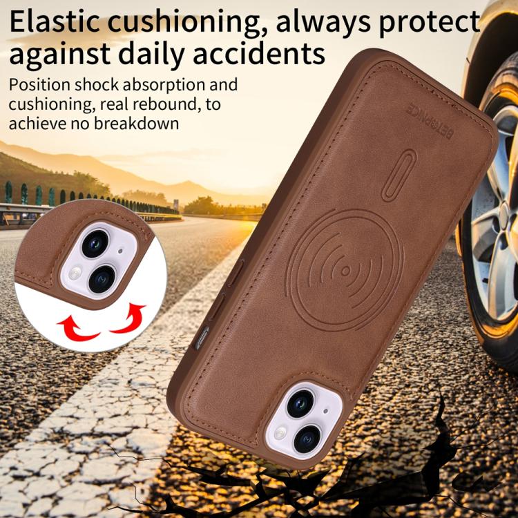 For iPhone 14 Plus BETOPNICE Horizontal Flip Detachable MagSafe Wallet Phone Case
