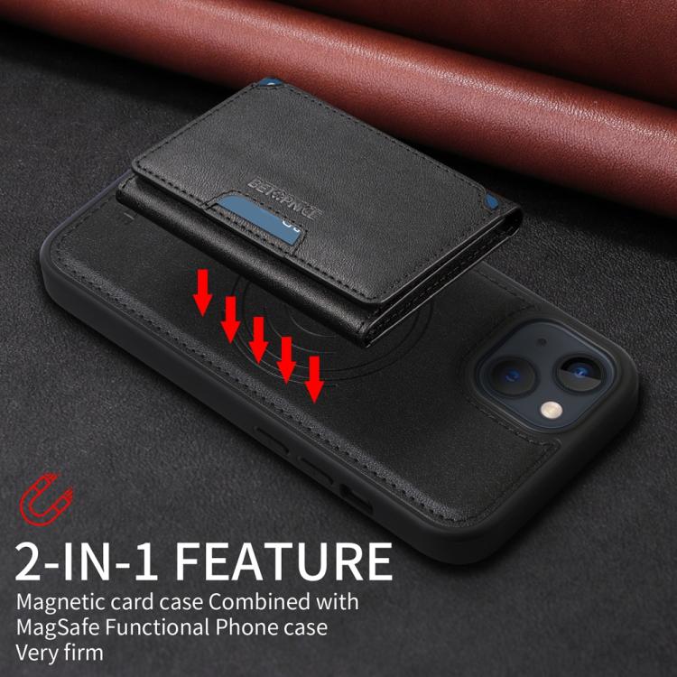 For iPhone 14 / 13 BETOPNICE Horizontal Flip Detachable MagSafe Wallet Phone Case