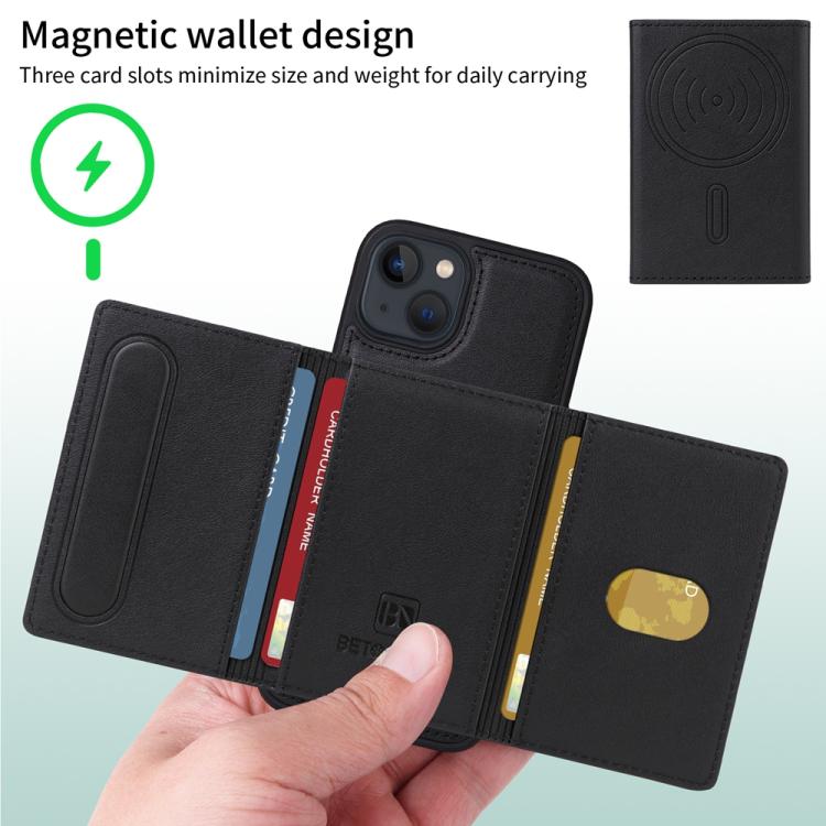 For iPhone 14 / 13 BETOPNICE Horizontal Flip Detachable MagSafe Wallet Phone Case