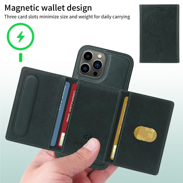 For iPhone 13 Pro Max BETOPNICE Horizontal Flip Detachable MagSafe Wallet Phone Case