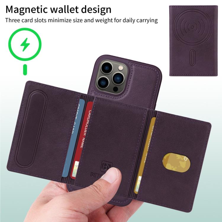 For iPhone 13 Pro Max BETOPNICE Horizontal Flip Detachable MagSafe Wallet Phone Case