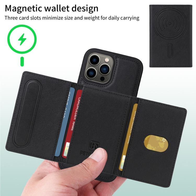 For iPhone 13 Pro Max BETOPNICE Horizontal Flip Detachable MagSafe Wallet Phone Case