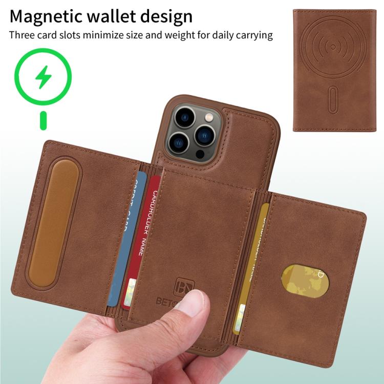 For iPhone 13 Pro Max BETOPNICE Horizontal Flip Detachable MagSafe Wallet Phone Case