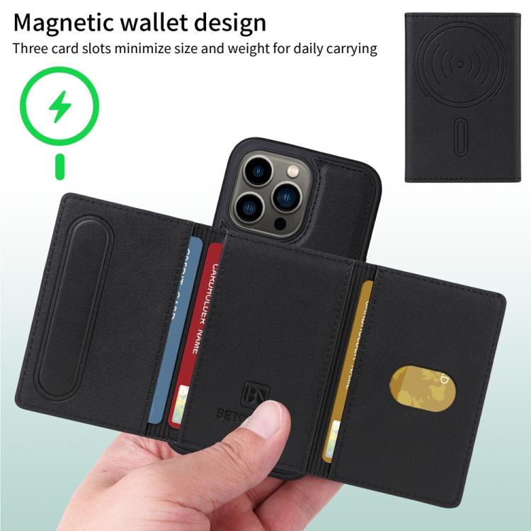 For iPhone 13 Pro BETOPNICE Horizontal Flip Detachable MagSafe Wallet Phone Case
