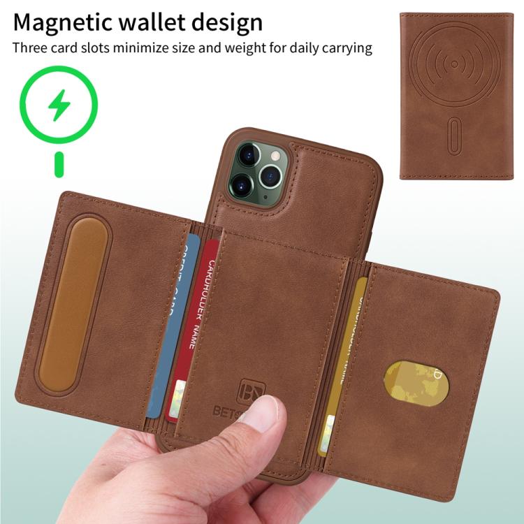 For iPhone 11 Pro Max BETOPNICE Horizontal Flip Detachable MagSafe Wallet Phone Case