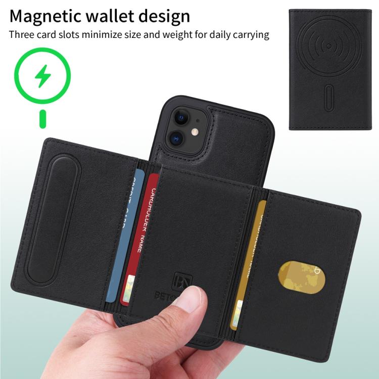 For iPhone 11 BETOPNICE Horizontal Flip Detachable MagSafe Wallet Phone Case