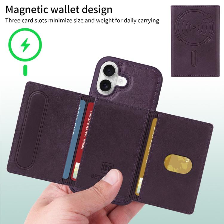 For iPhone 17 BETOPNICE Horizontal Flip Detachable MagSafe Wallet Phone Case