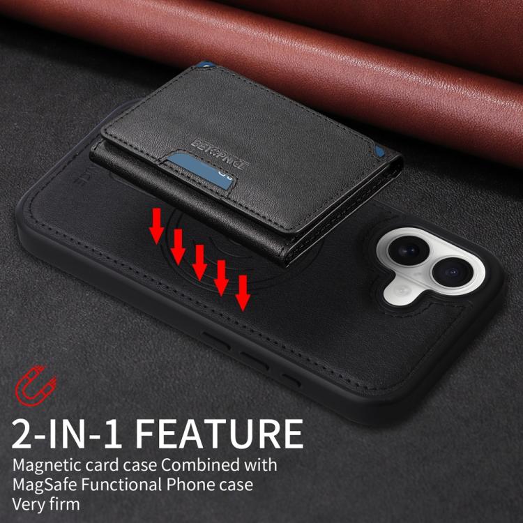For iPhone 17 BETOPNICE Horizontal Flip Detachable MagSafe Wallet Phone Case