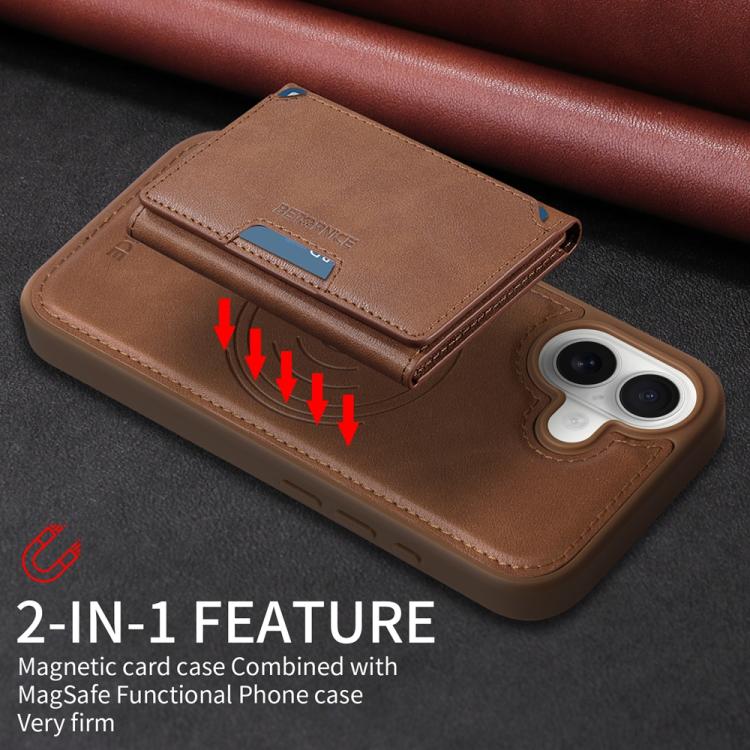 For iPhone 17 BETOPNICE Horizontal Flip Detachable MagSafe Wallet Phone Case