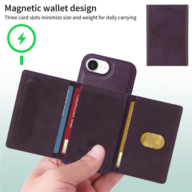 For iPhone 17e / 16e BETOPNICE Horizontal Flip Detachable MagSafe Wallet Phone Case