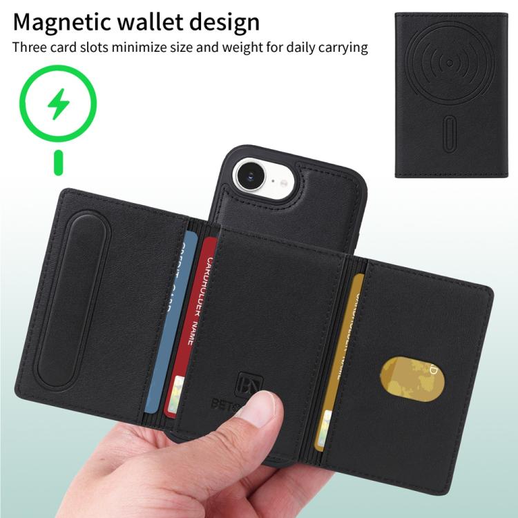 For iPhone 17e / 16e BETOPNICE Horizontal Flip Detachable MagSafe Wallet Phone Case
