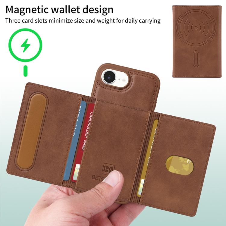For iPhone 17e / 16e BETOPNICE Horizontal Flip Detachable MagSafe Wallet Phone Case