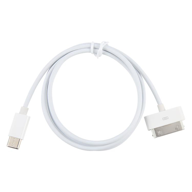 USB-C / Type-C to 30 Pin Data Sync Charing Cable For iPhone 4 / 4S / 3G S / 3G / iPad 3, Length: 1m - White