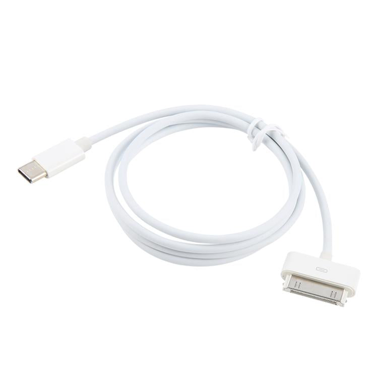 USB-C / Type-C to 30 Pin Data Sync Charing Cable For iPhone 4 / 4S / 3G S / 3G / iPad 3, Length: 1m - White