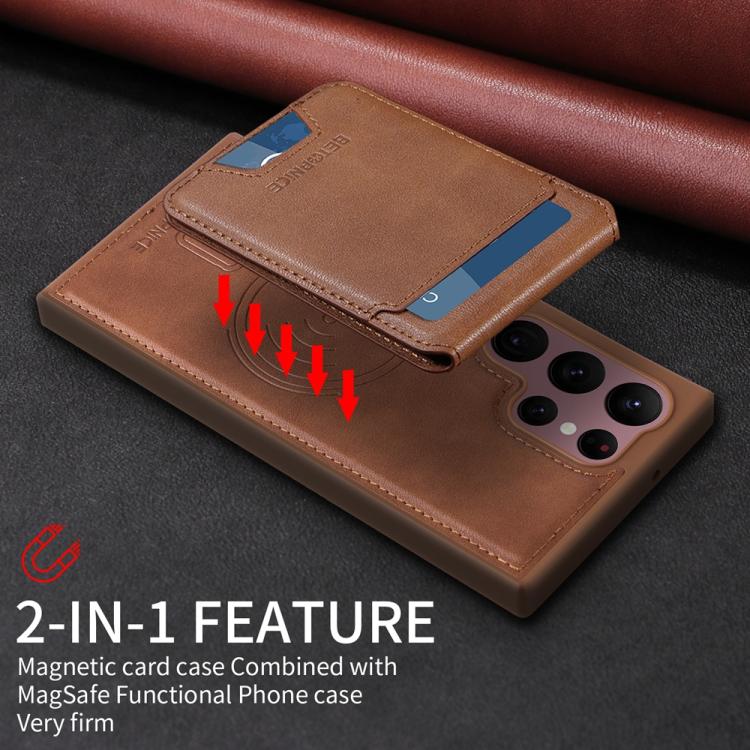 For Samsung Galaxy S22 Ultra 5G BETOPNICE Vertical Flip Detachable MagSafe Wallet Phone Case