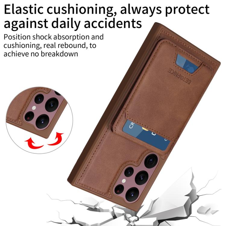 For Samsung Galaxy S22 Ultra 5G BETOPNICE Vertical Flip Detachable MagSafe Wallet Phone Case