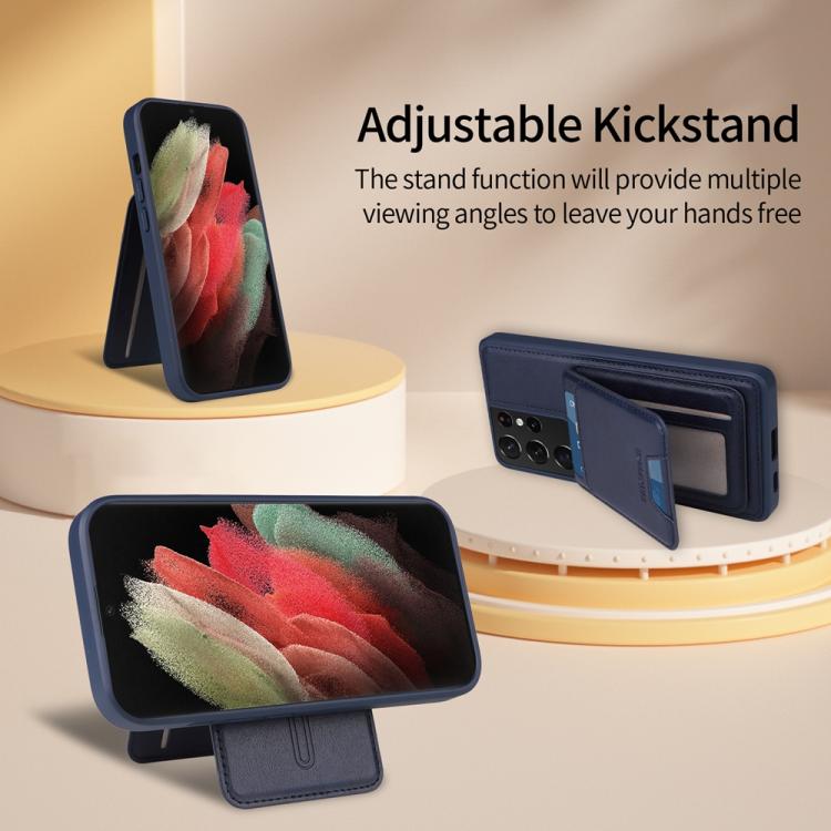 For Samsung Galaxy S21 Ultra 5G BETOPNICE Vertical Flip Detachable MagSafe Wallet Phone Case