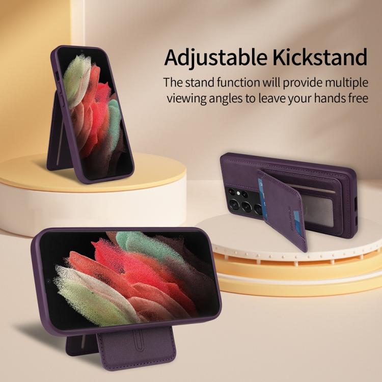 For Samsung Galaxy S21 Ultra 5G BETOPNICE Vertical Flip Detachable MagSafe Wallet Phone Case
