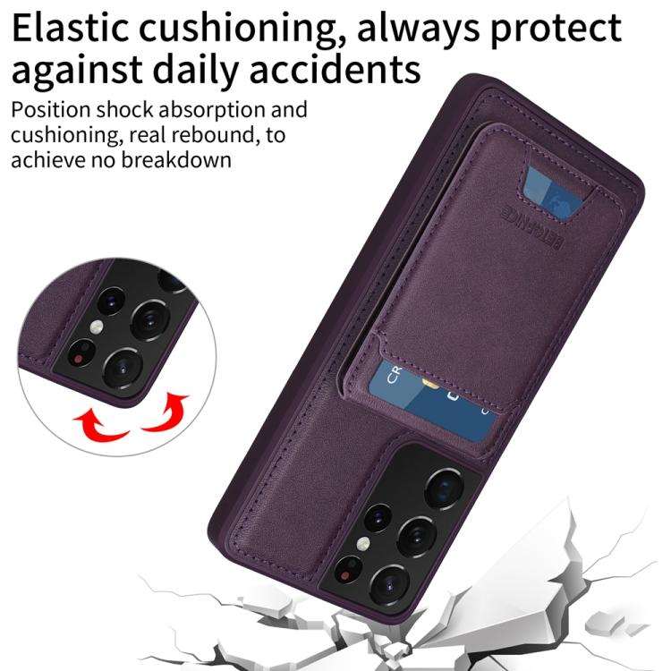 For Samsung Galaxy S21 Ultra 5G BETOPNICE Vertical Flip Detachable MagSafe Wallet Phone Case