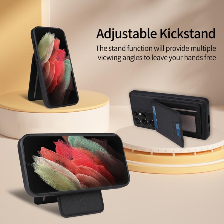 For Samsung Galaxy S21 Ultra 5G BETOPNICE Vertical Flip Detachable MagSafe Wallet Phone Case