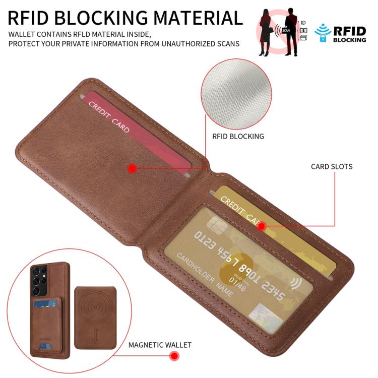 For Samsung Galaxy S21 Ultra 5G BETOPNICE Vertical Flip Detachable MagSafe Wallet Phone Case
