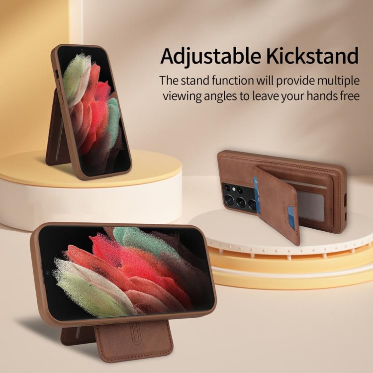 For Samsung Galaxy S21 Ultra 5G BETOPNICE Vertical Flip Detachable MagSafe Wallet Phone Case