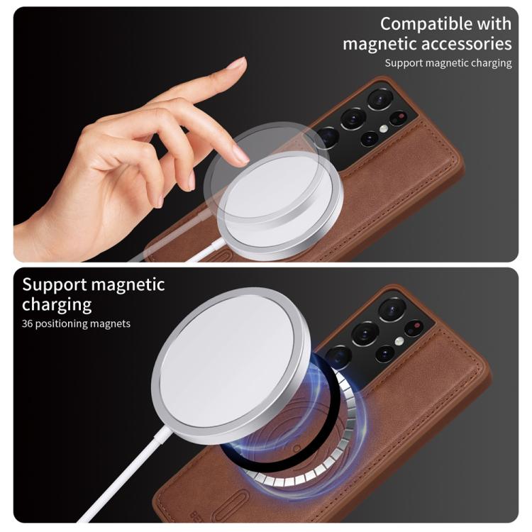 For Samsung Galaxy S21 Ultra 5G BETOPNICE Vertical Flip Detachable MagSafe Wallet Phone Case