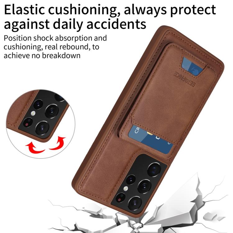 For Samsung Galaxy S21 Ultra 5G BETOPNICE Vertical Flip Detachable MagSafe Wallet Phone Case