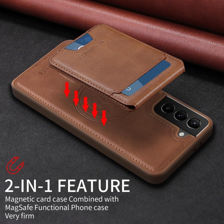 For Samsung Galaxy S21+ 5G BETOPNICE Vertical Flip Detachable MagSafe Wallet Phone Case