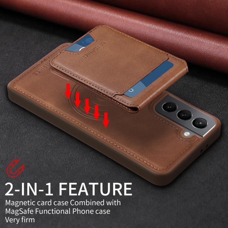 For Samsung Galaxy S21 5G BETOPNICE Vertical Flip Detachable MagSafe Wallet Phone Case