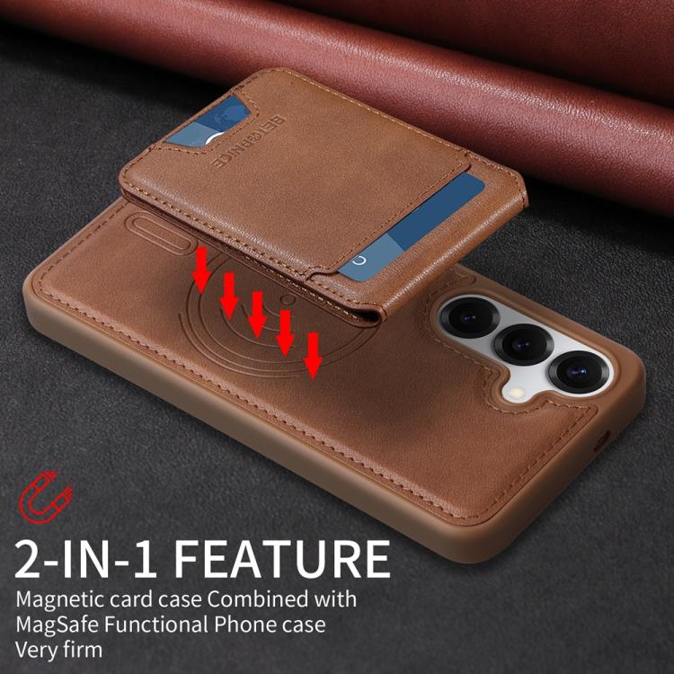 For Samsung Galaxy S25 5G BETOPNICE Vertical Flip Detachable MagSafe Wallet Phone Case