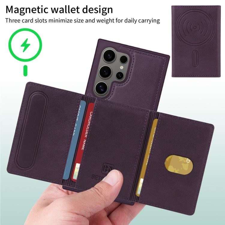 For Samsung Galaxy S24 Ultra 5G BETOPNICE Horizontal Flip Detachable MagSafe Wallet Phone Case
