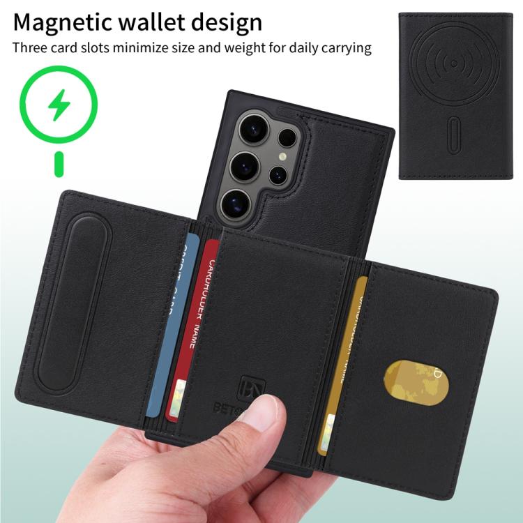 For Samsung Galaxy S24 Ultra 5G BETOPNICE Horizontal Flip Detachable MagSafe Wallet Phone Case