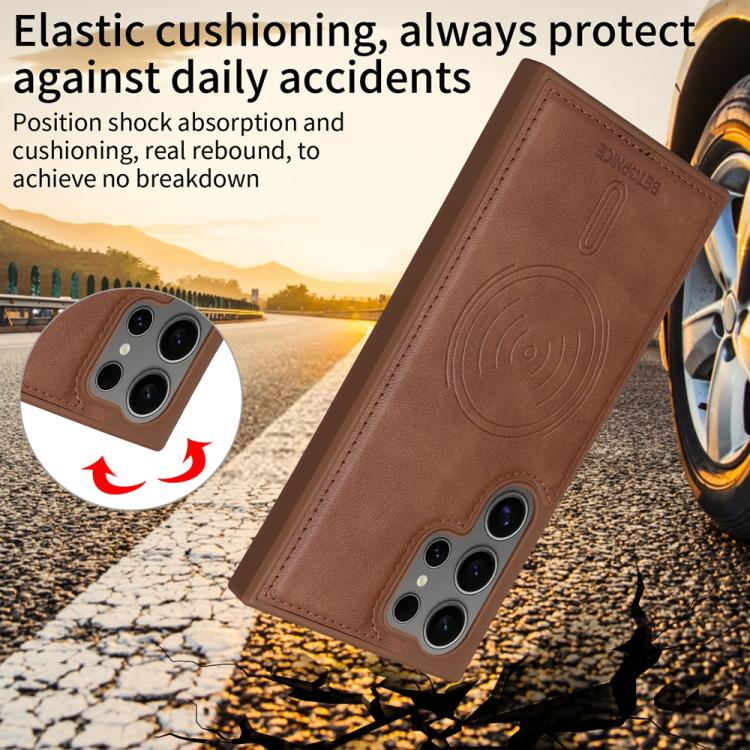 For Samsung Galaxy S24 Ultra 5G BETOPNICE Horizontal Flip Detachable MagSafe Wallet Phone Case